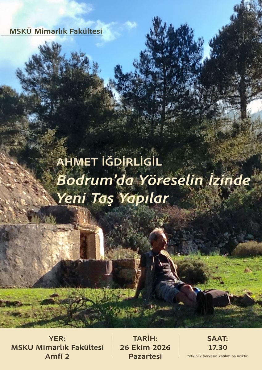Posterde Ahmet İğdirligil, bir çam ormanında çimenlerin üstünde oturuyor. Yakınında eski bir sarnıç var. 